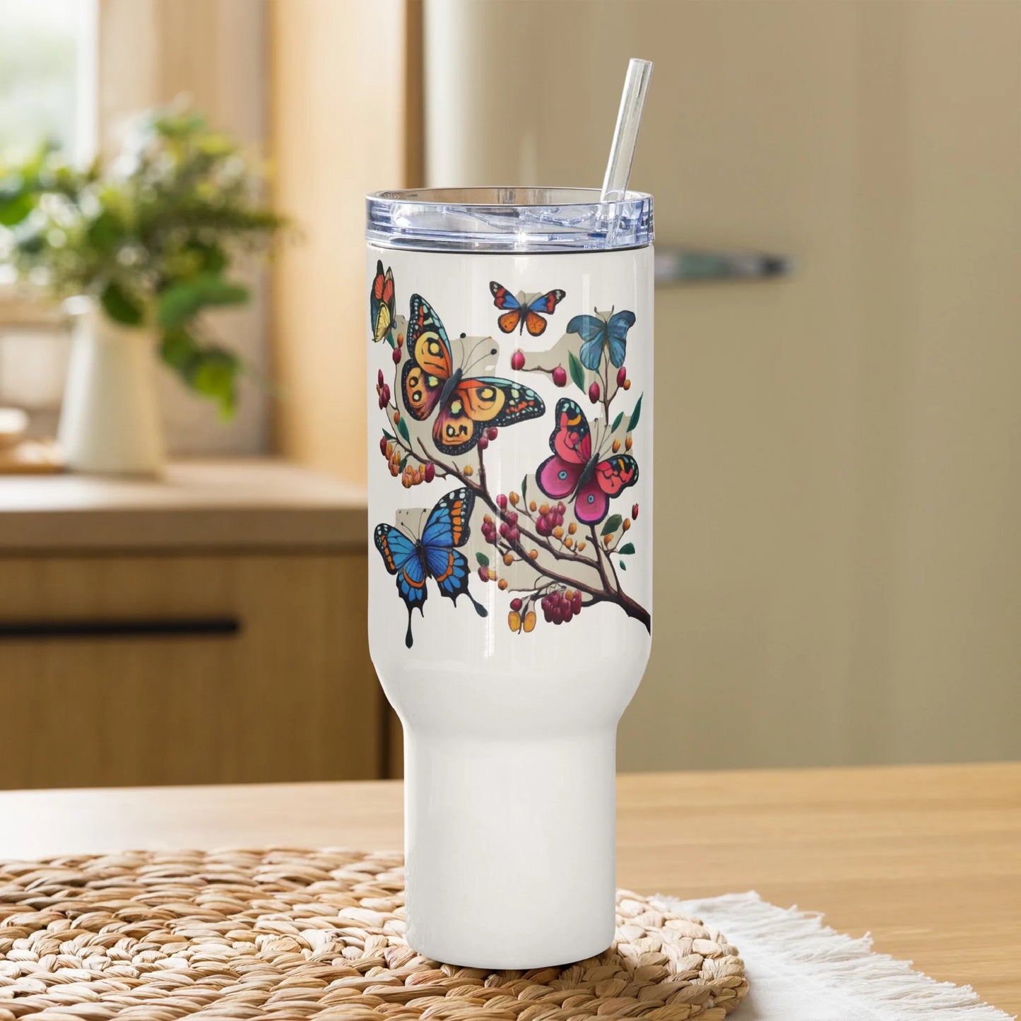Travel mug with a handle Butterlfy 1.0 Collection - DALSOMA