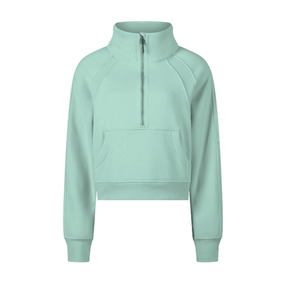 Cropped Half-Zip Plain Sweatshirt