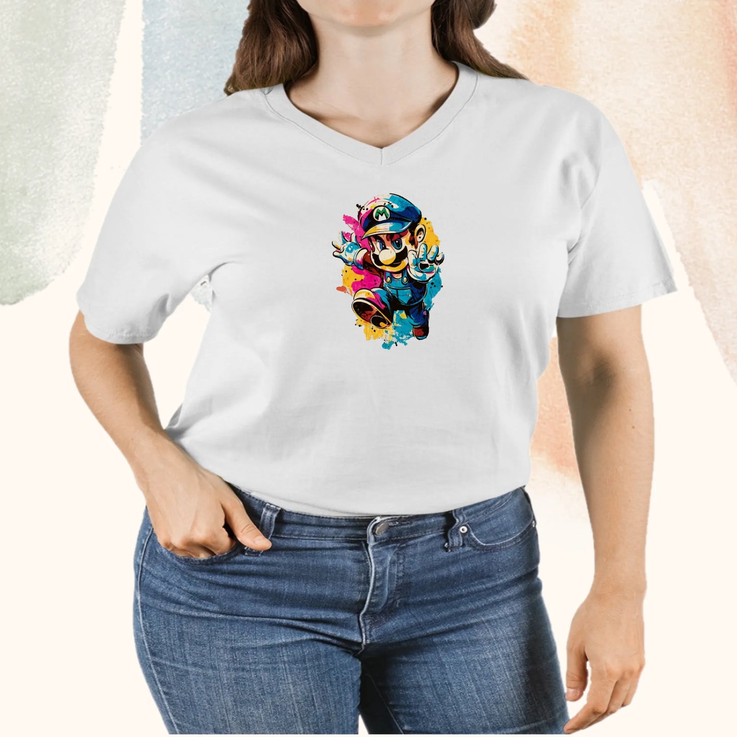 Unisex V-Neck T-shirt Super Mario 1.0 Collection - DALSOMA