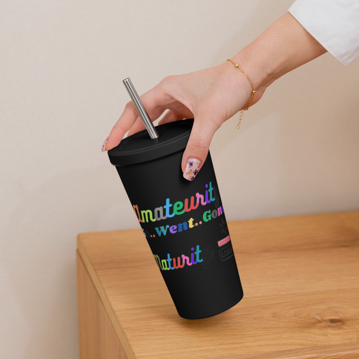 Insulated tumbler with a straw Maturity Rise Collection