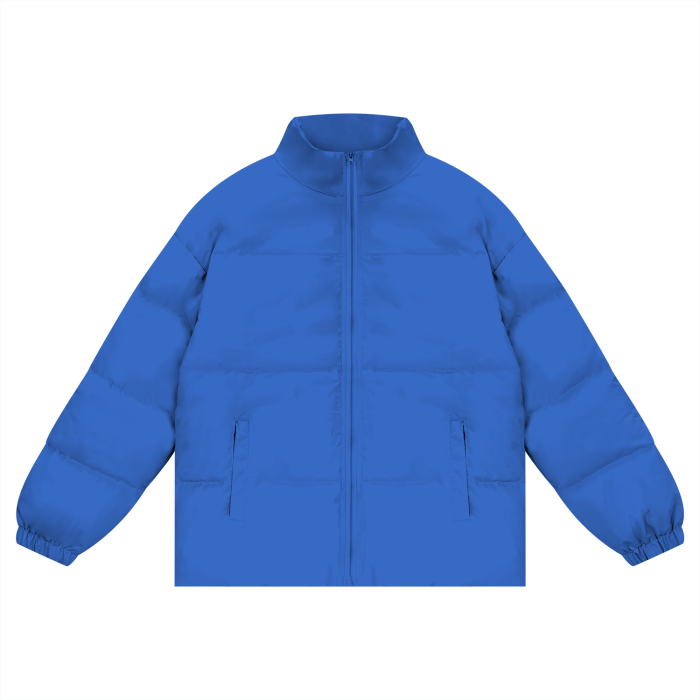 Unisex Zipper Plain Puffer Coat