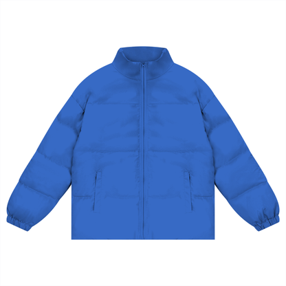 Unisex Zipper Plain Puffer Coat