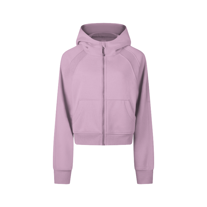 Cropped Zip-Through Plain Hoodie