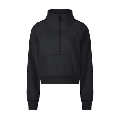 Cropped Half-Zip Plain Sweatshirt