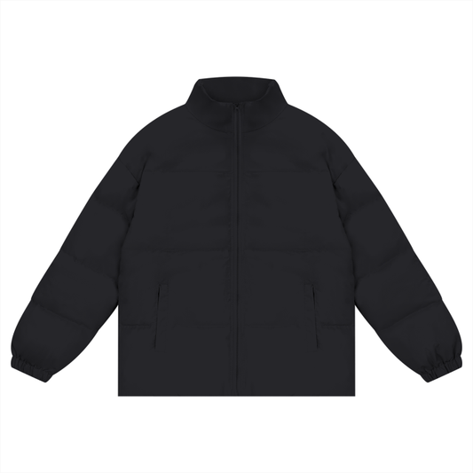 Unisex Zipper Plain Puffer Coat