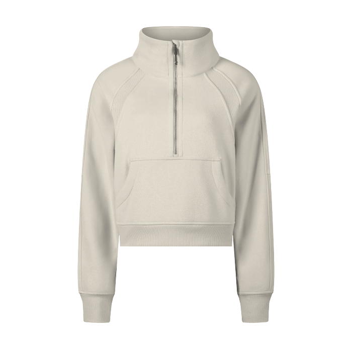 Cropped Half-Zip Plain Sweatshirt