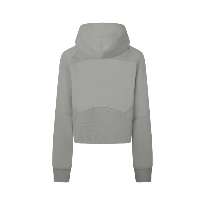 Cropped Zip-Through Plain Hoodie