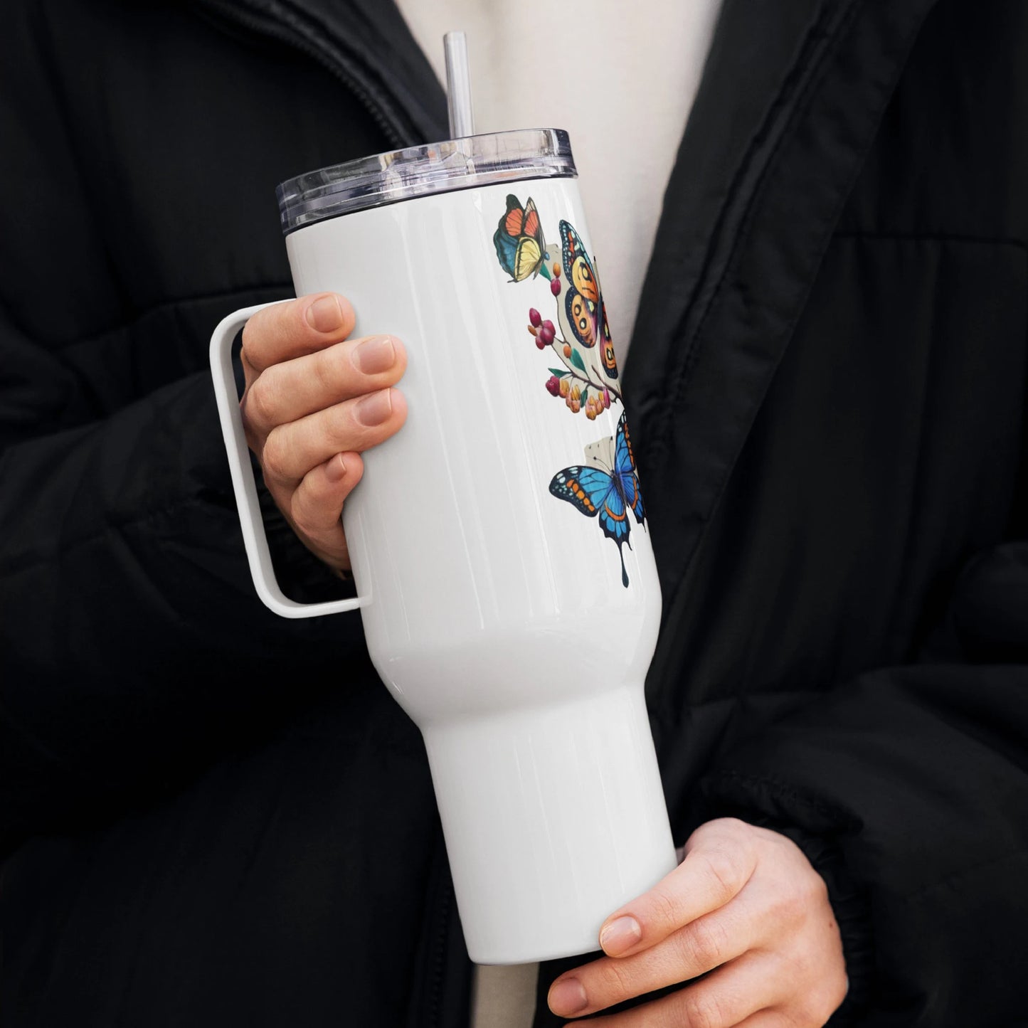 Travel mug with a handle Butterlfy 1.0 Collection - DALSOMA