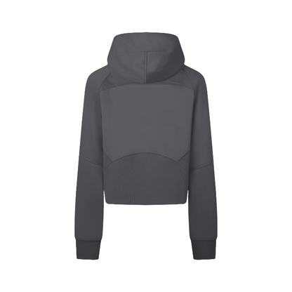 Cropped Zip-Through Plain Hoodie