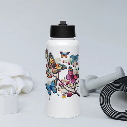 Stainless steel water bottle with a straw lid Butterfly 1.0 Collection - DALSOMA