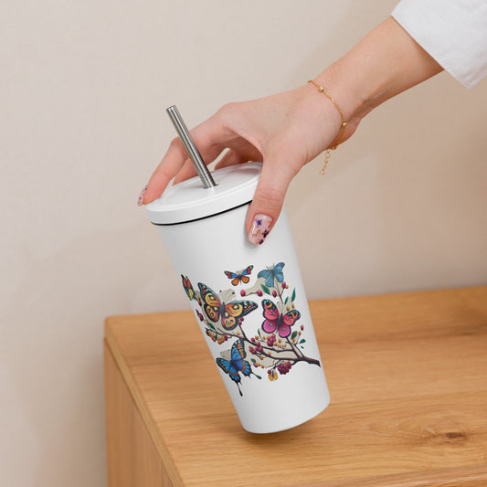 Insulated tumbler with a straw Butterfly 1.0 collection - DALSOMA