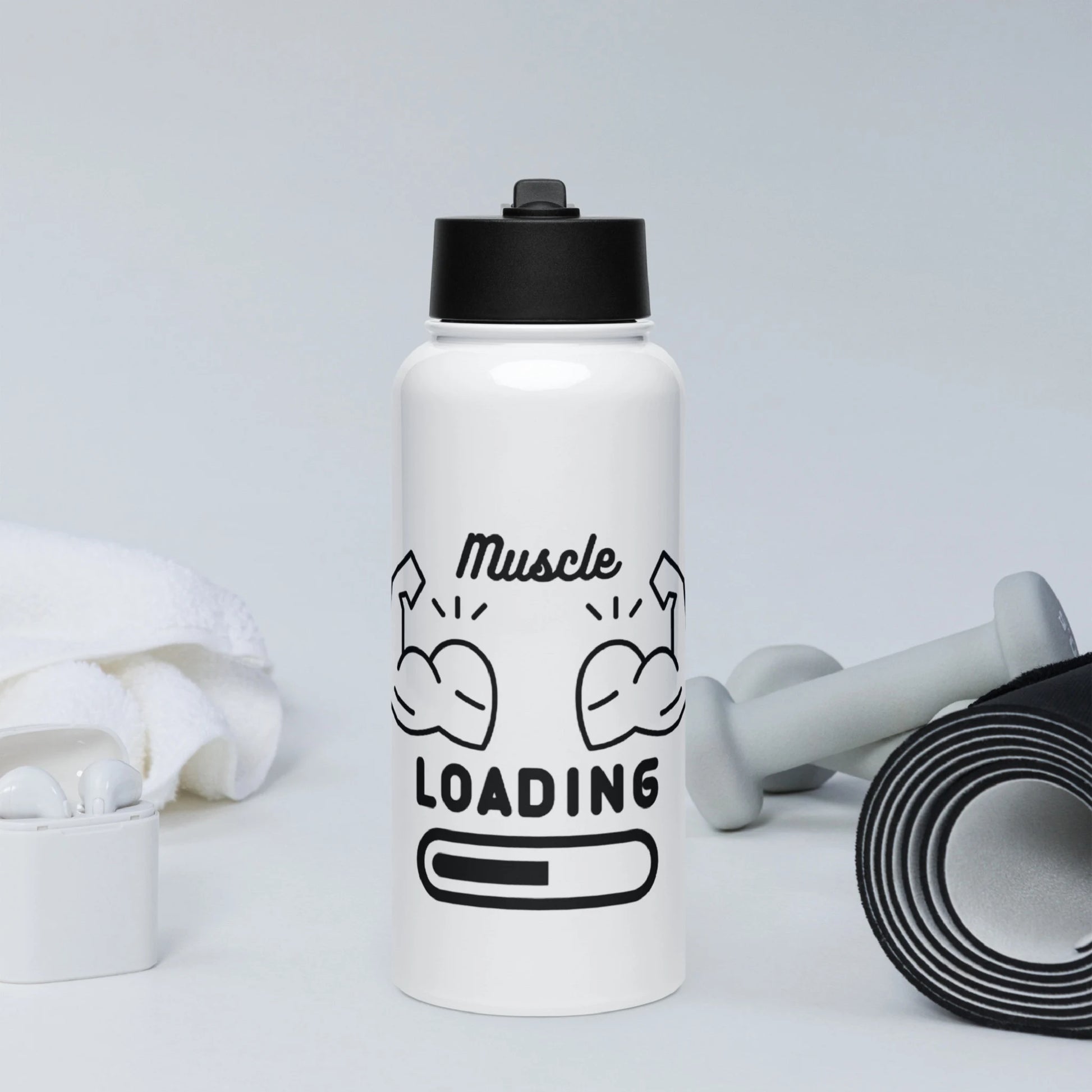 Stainless steel water bottle with a straw lid Fitness 1.0 Edition - DALSOMA