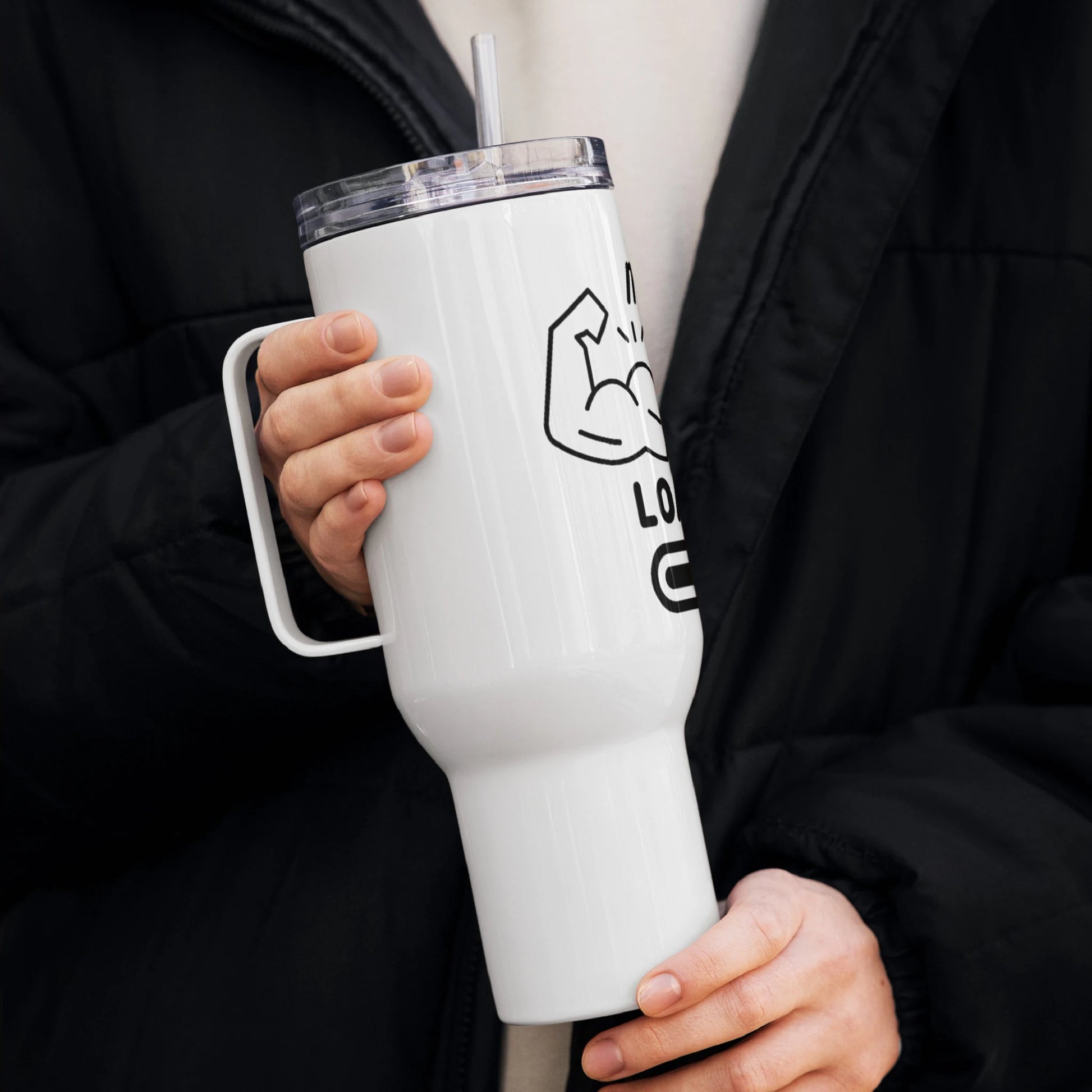 Travel mug with a handle Fitness 1.0 Edition - DALSOMA