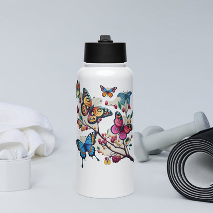 Stainless steel water bottle with a straw lid Butterfly 1.0 Collection