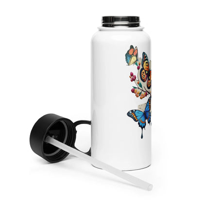 Stainless steel water bottle with a straw lid Butterfly 1.0 Collection - DALSOMA