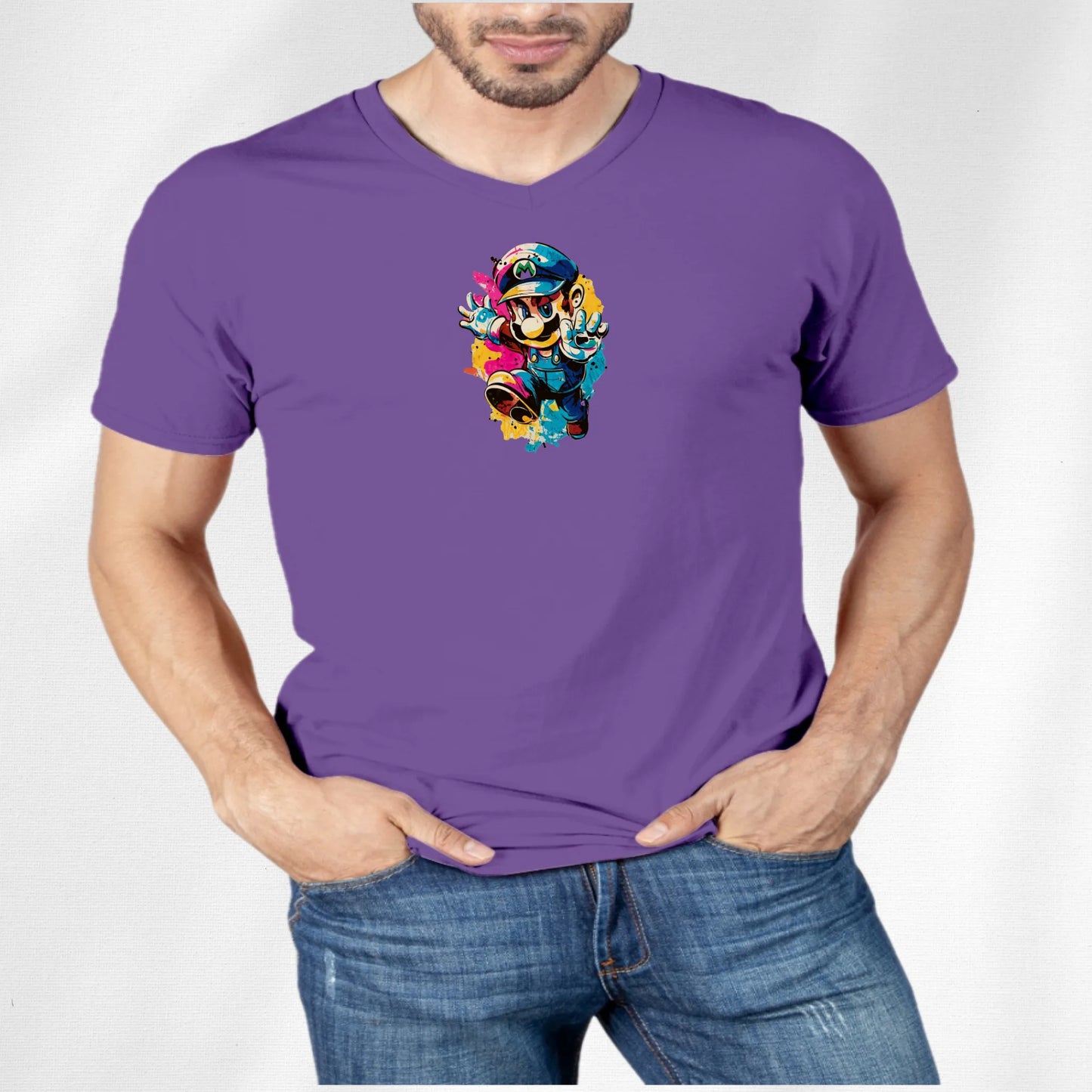 Unisex V-Neck T-shirt Super Mario 2.0 Collection - DALSOMA